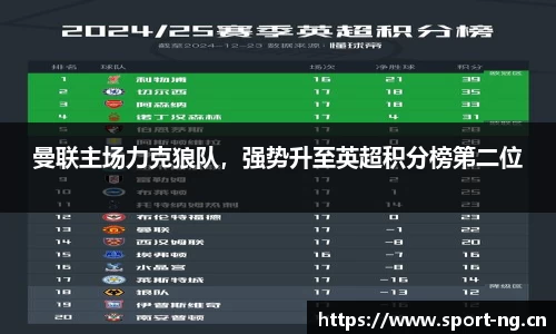 曼联主场力克狼队，强势升至英超积分榜第二位
